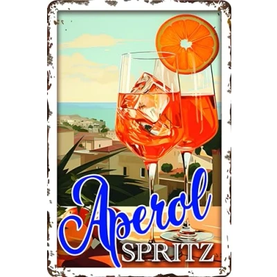 Image of 30 x 20 cm Retro Tin Sign, Bar Cocktail Recipe, Summer Feeling Aperol Spritz Prosecco (Italy)