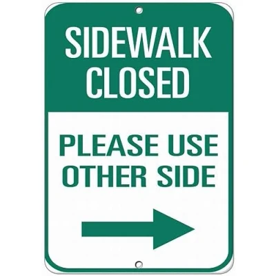 Image of Sidewalk Closed Please Use Other Side Traffic Sign Safety Outdoor Courtyard Decoration 8x12 inch