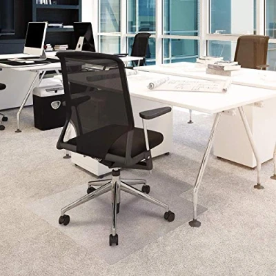 Image of Floortex Chair Mat with Lip for Deep Pile Carpets PVC Clear, 115cm x 134cm