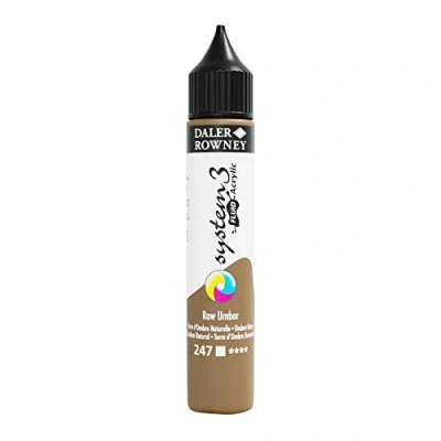 Image of Daler Rowney System3 Acrylic Paint, Plastic Bottle, Fluid, 1oz 29.5 ml, Raw Umber
