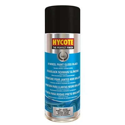Image of Hycote Gloss Black Fast Drying Aerosol Wheel Spray Paint, Suitable for use on Plastic, Wood and Metals, 400 ml