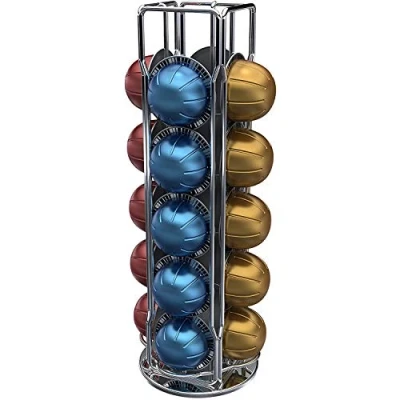 Image of Tavola Swiss Dispenser Lungo for 20 Capsules, Steel, Silver, 11.6 x 31.5 cm