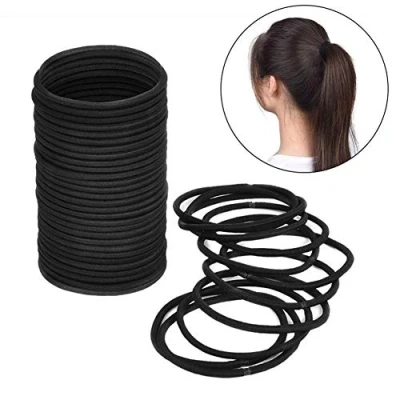 Image of 100Pcs Black Thick Snag Free Endless Hair Elastics Hairbands Ponytail Ties