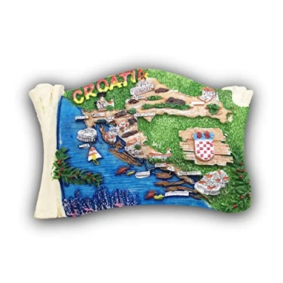 Image of 3D Map Croatia Refrigerator Magnet Tourist Travel Souvenirs Handmade Resin Craft Magnetic Stickers Home Kitchen Decoration Fridge Collection Gift