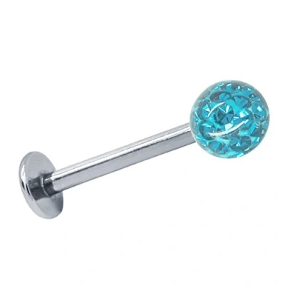 Image of Soul Cats® Lip Piercing Labret Tragus Monroe, color: ligth blue; length: 6 mm; ball size: 4 mm