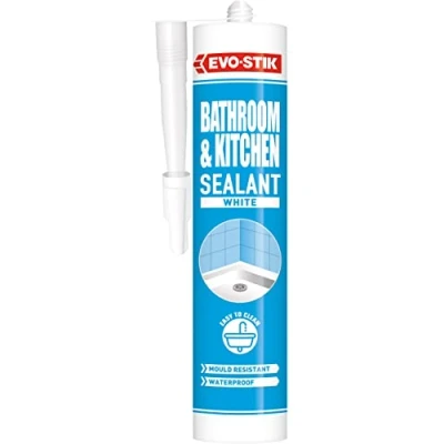 Image of EVO STIK Kitchen and Bathroom Sealant, A Waterproof Acrylic Sealant That is Mould Resistant, Colour White, Size 290ml
