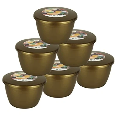 Image of Just Pudding Basins Multipack Gold 1/2 Pint, 280ml Steaming Basin and Lid (6 Pack)