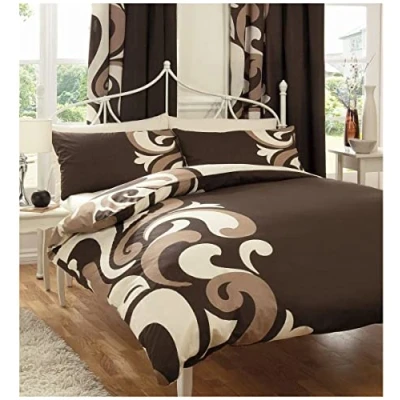 Image of GC GAVENO CAVAILIA Printed Duvet Cover King Size, Polycotton Bedding Sets, Paisley Quilt Covers With Pillowcases, Choco