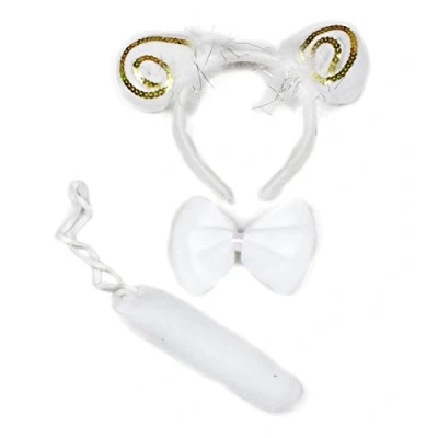Image of Petitebelle White Gold Sheep Headband Bowtie Tail 3pc Costume (One Size)