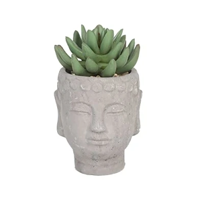 Image of Sleepdown Halo Green Leaf Buddha Pot Artificial Faux Plant for Home Office Bathroom Decor Indoor Decoration Aesthetics, Small