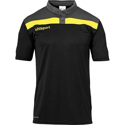 Image of Uhlsport Offense 23 Polo Shirt Men&#039;s Black/Anthra/Lime Angel, 4X Large