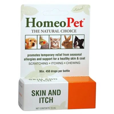 Image of HomeoPet Skin and Itch, Safe Natural Itch Relief for Dogs Cats, Coat Soother Pets, 15 Milliliters