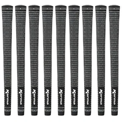 Image of Karma Velour Black Standard Ribbed Reminder Golf Grips (9 Pack)