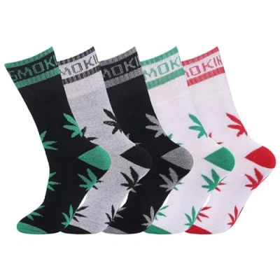 Image of VEARZ Mens Socks Leaves Plant life Marijuana Cannabis 5 pack Stay Smokin UK 6 11