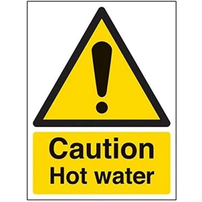 Image of V Safety Caution Hot Water Warning Sign 150mm x 200mm Self Adhesive Vinyl