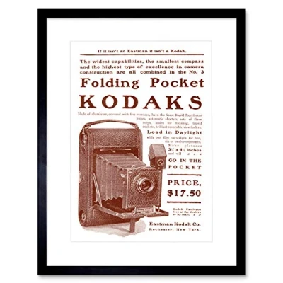 Image of Wee Blue Coo Ad Vintage Camera Pocket Eastman Rochester New York Framed Wall Art Print
