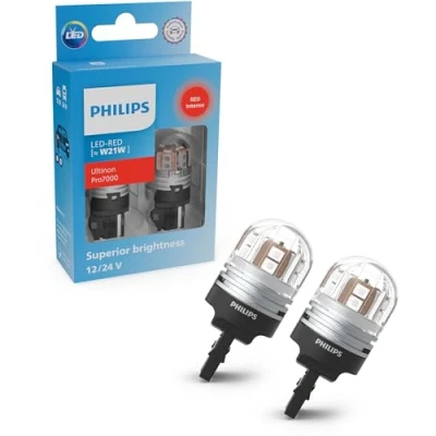 Image of Philips Ultinon Pro7000 LED car signaling bulb (W21W red), 12V/24V