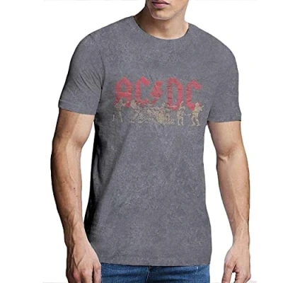 Image of AC/DC T Shirt Vintage Silhouettes Official Unisex Snow Wash Charcoal Grey XL