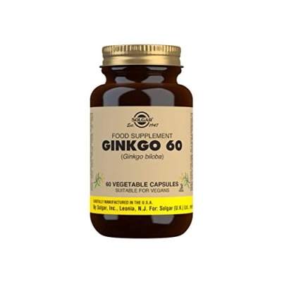 Image of Solgar Ginkgo Vegetable Capsules Pack of 60 Premium botanical extract Antioxidant properties to help fight free radicals Supports mental alertness Vegan