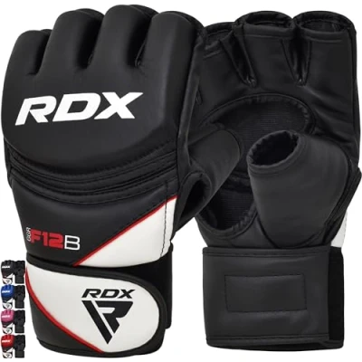 Image of RDX MMA Gloves for Grappling Martial Arts Training, D. Cut Open Palm Maya Hide Leather Sparring Mitts, Perfect Cage Fighting, Combat Sports, Punching bag, Muay Thai and Kickboxing