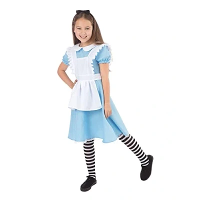 Image of Bristol Novelty CF234S Traditional Alice Costume, Girls, Blue, White, Age 4 6 Years Old
