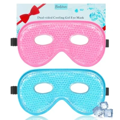 Image of BeeVines Ice Eye Mask, 2 Pack Jumbo Cooling Gel Masks for Puffy Eyes Men &amp; Women, Cold Warm Compress Post Surgery, Puffiness, Allergies Migraines Treatment (A12 Blue Pink)