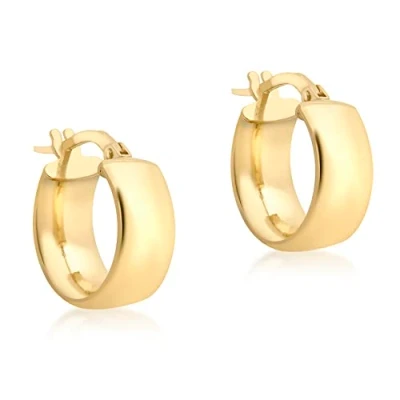 Image of Carissima Gold Women&#039;s 9 ct Yellow 14 mm Band Creole Earrings