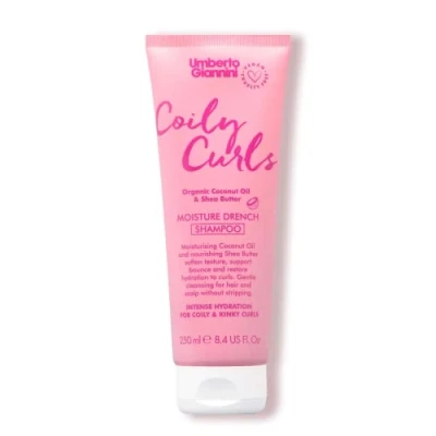 Image of Umberto Giannini Coily Curls Shampoo, Vegan &amp; Cruelty Free Moisturizing Shampoo for Curly Hair, 250 ml (1 pack)