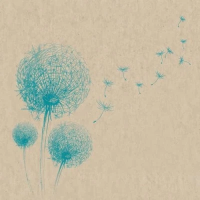 Image of 25 Sustainable Napkins Made of Recycled Paper Flowers Flying Dandelion Blossoms as Table Decoration with Motif Ecologically from 33 x cm