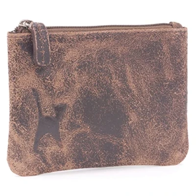 Image of Catwalk Collection Handbags Ladies Small Leather Coin Purse Zip Pouch with Credit Card and Pocket RFID Gift Boxed Mimi Brown
