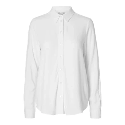 Image of SELECTED FEMME Women&#039;s Slfviva Ls Shirt Noos Long Sleeve Blouse, Snow White, 10