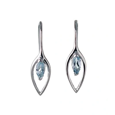 Image of Aquamarine Dangle Earrings Sterling Silver Marquise