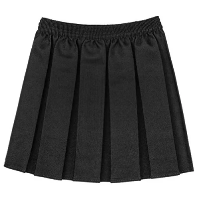 Image of Hiffy Girls Kids School Uniform Box Pleated Elasticated Waist Skirt Age 2 13 Years (Black, 17 18 Years)