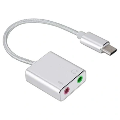 Image of ASHATA Sound Card, Aluminum Alloy Type C External Stereo Card Audio Adapter 3.5mm EZ1247,USB for Mobile Phones,Tablets,Notebooks, etc.