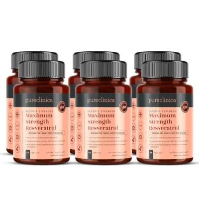 Image of 1000mg Resveratrol x 540 Tablets (6 Bottles of 90 18 Months Supply) with Black Pepper Extract