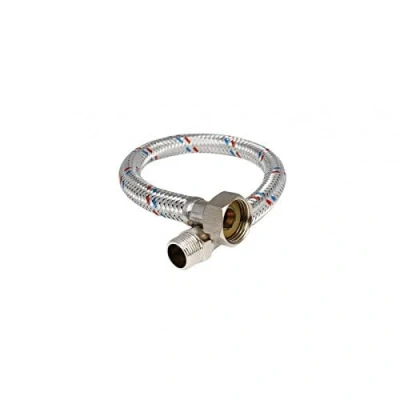 Image of Water Flexible Hose 1/2&quot; Female x 3/8&quot; Male Length 300mm BSP Thread Stainless Steel Braided Flexi Pipe