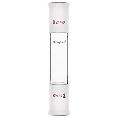 Image of stonylab Glass Straight Connecting Adapter, Borosilicate 70mm Between Two 24/40 Ground Outer Standard Taper Joints for Laboratory Lab Supply