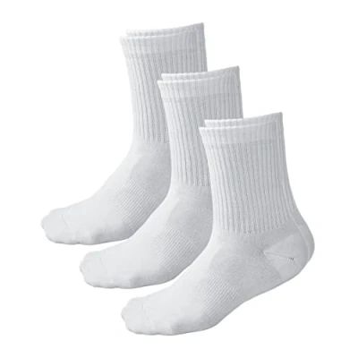 Image of vitsocks Women&#039;s Cushioned BAMBOO Tube Crew Sports Socks (3 PAIRS) Soft Padded Heel, 3x white, 6 8