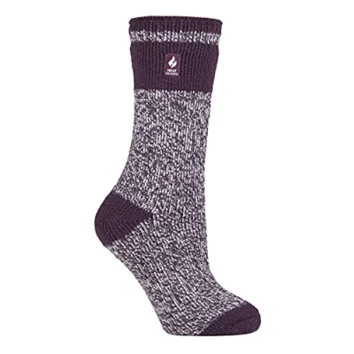 Image of HEAT HOLDERS Ladies Thermal Socks for Winter Outdoor &amp; Indoor Cuddly Fluffy Gifts Women (4 7, Plum (Sydney))