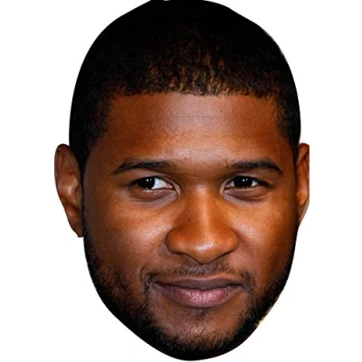 Image of FoxyPrinting Usher Celebrity Cardboard Party Face Mask Fancy Dress
