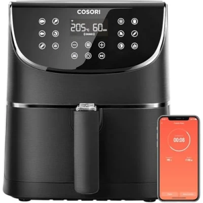 Image of COSORI 5.5L Smart Air Fryer Oven, 200 Recipes(Cookbook &amp; Online), APP Control, Square Removable Basket, 13 Cooking Functions, Roast, Bake, Reheat, Dishwasher Safe, Black
