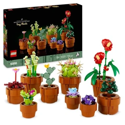 Image of LEGO Botanical Collection Tiny Plants 9 Potted Artificial Flowers Set for Indoors incl. Faux Cactuses &amp; Red Anthurium House Warming Gifts Home Decor 10329