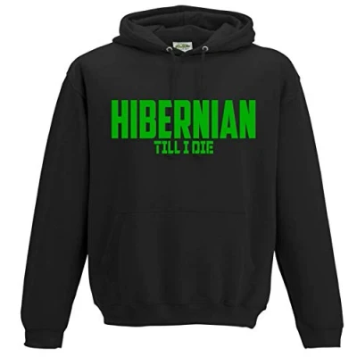Image of AmeliaGouldApparel Hibernian Till I Die Premium Mens Hoodie Medium Black