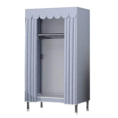 Image of Wardrobe Portable Canvas Wardrobe, Large Clothes Closet Storage Organizer With Hanging Rail, Shelves, Fabric Cover, for Bedroom, Living Room,C 85x45x170cm