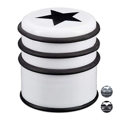 Image of Relaxdays Floor Doorstopper, Bumper for Windows &amp; Heavy Doors, Large, With Star Logo, 8 cm Tall, White 10025520_49