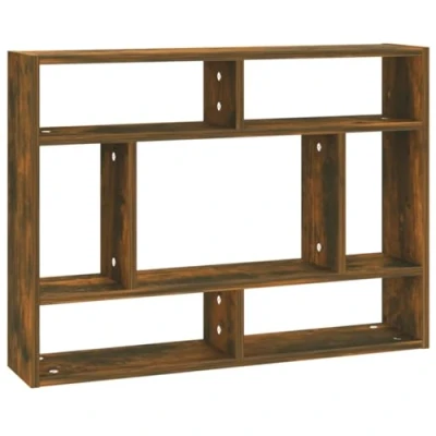 Image of vidaXL Wall Shelf in Smoked Oak, 36x16x90 cm Engineered Wood Stylish &amp; Modern Design with Smooth Surface, Easy Assembly, Resistant to Moisture