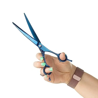 Image of Mikki Doodle, Dog, Puppy Curved Coat Trimming &amp; Shaping Scissors, Sharp Durable Semi Convex Blade, Blunted Safety Tips, Adjustable Tension Screw for Control and Precision, 19cm (7.5)