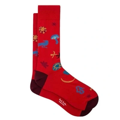 Image of Paul Smith Baruch South Down Socks Red Nature. One Size