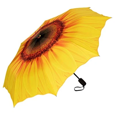 Image of VON LILIENFELD Folding Umbrella Motif Women Lightweight auto Open Pocket Sunflower