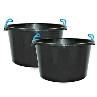 Image of 75L / 16.5 Gallon XL Multipurpose Tub Bucket with Rope Handles (Set of 2 Tubs) 34cm (H) x 59cm (Dia)